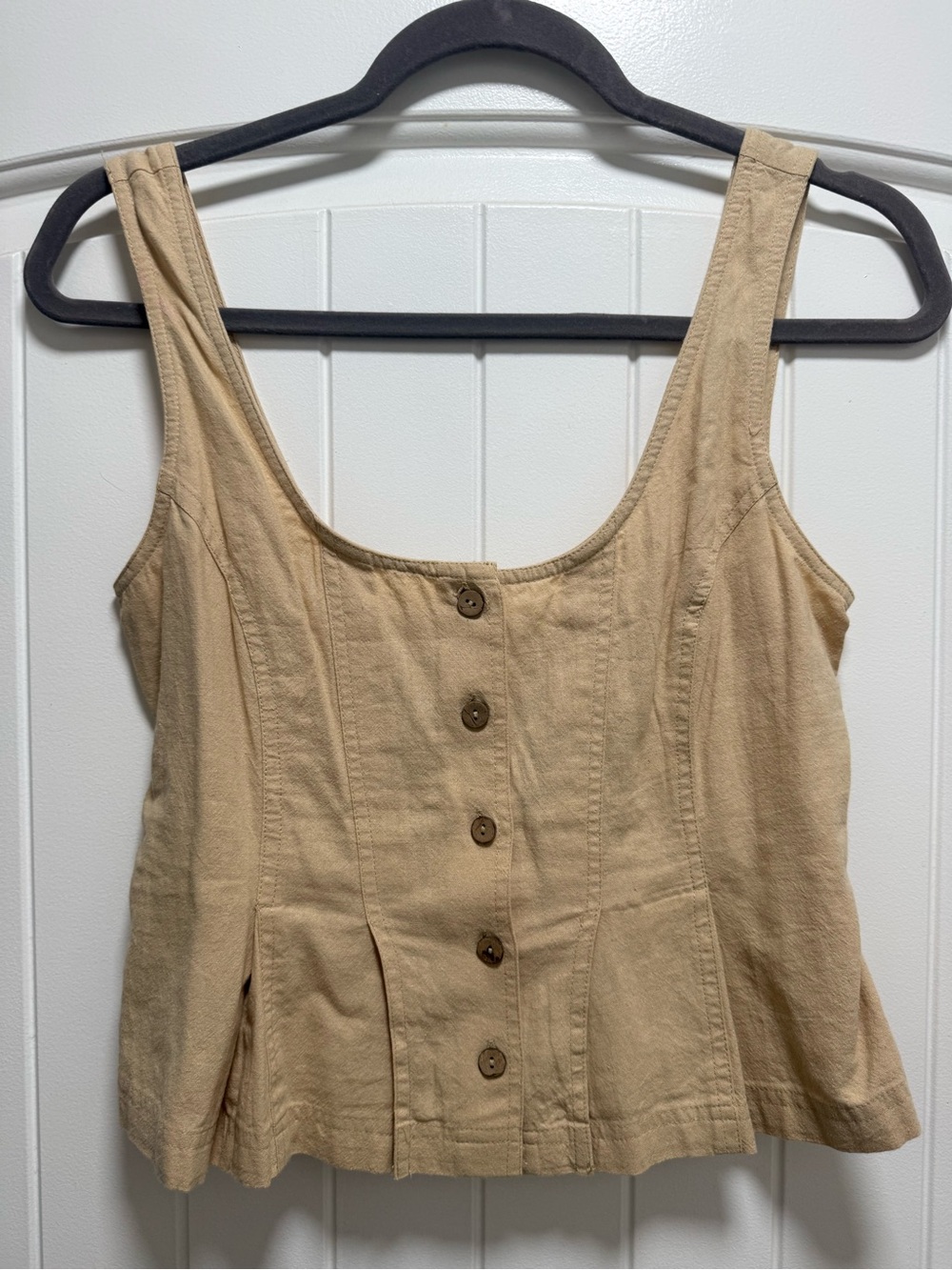 Free People Button-Front Linen Tank Top